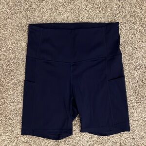 Women's High-Waisted Navy Bike Shorts